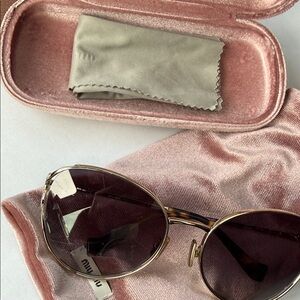 Miu Miu Sunglasses - Rose Gold Frame with Black Lenses